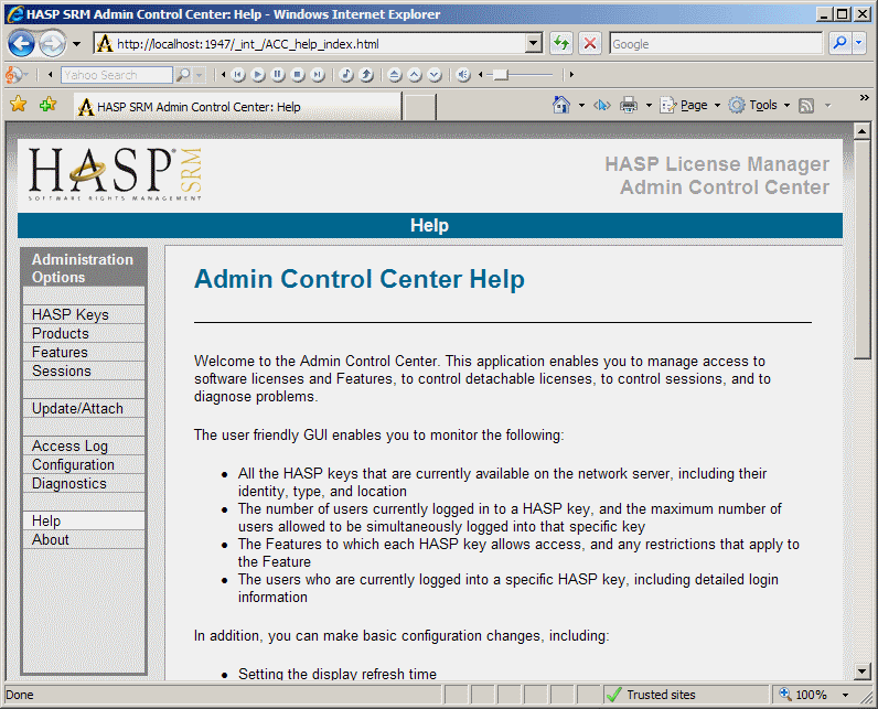 Admin Control Center - Help