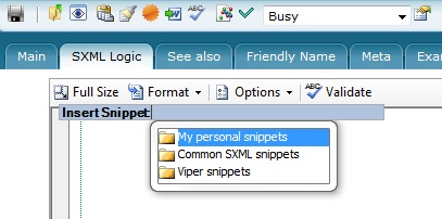 Snippets dropdown