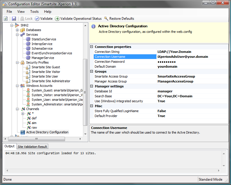 Config Editor - Active Directory configuration