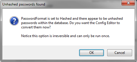 Config Editor - Convert passwords dialog