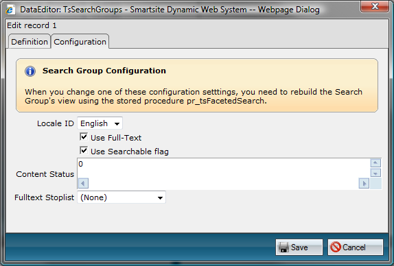 Search Group Configuration
