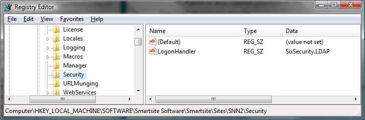 LogonHandler registry configuration