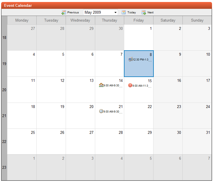 Event Calendar example